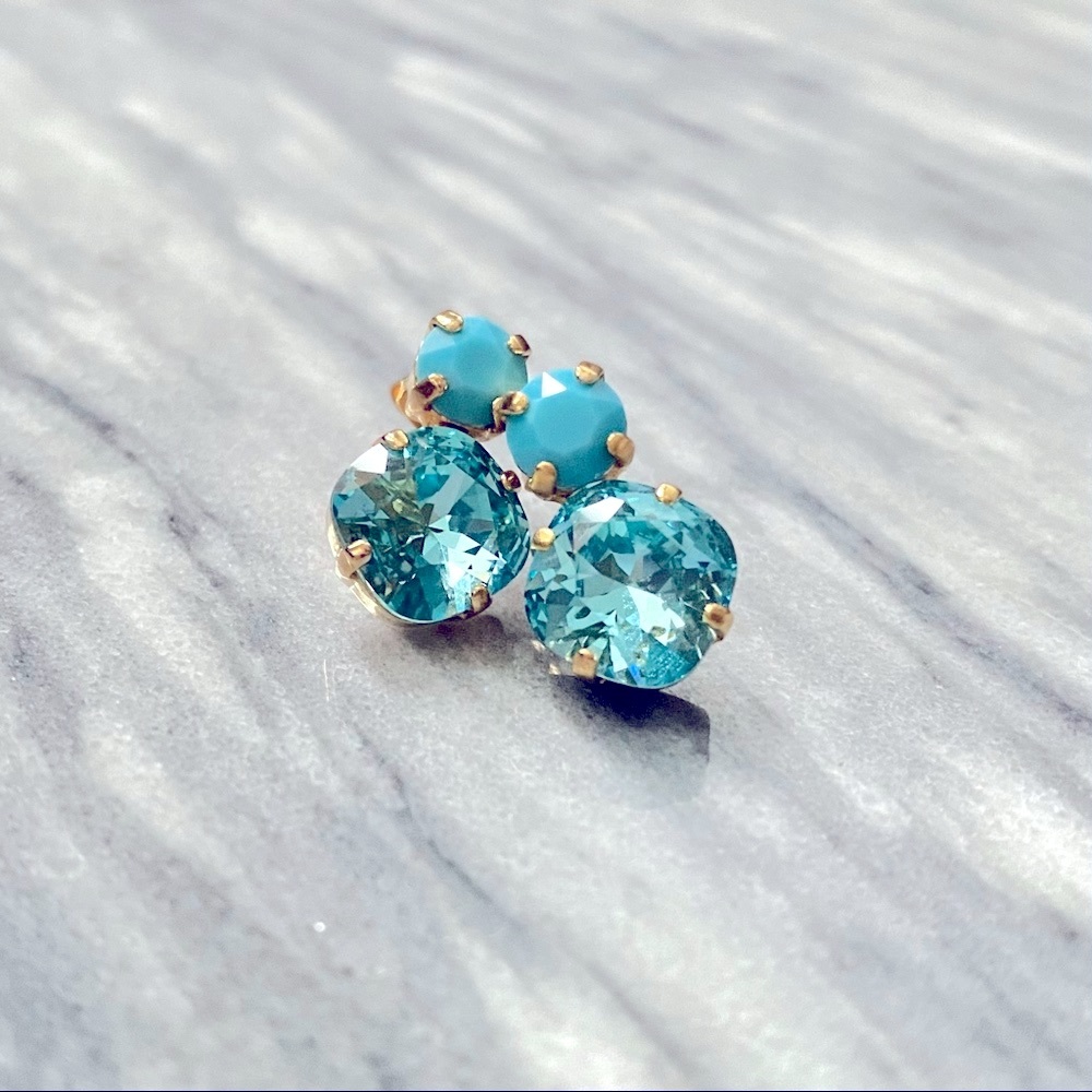Blue Swarovski Gold Plated Earrings